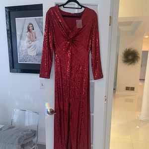 Boston Proper Deep Red  Sequin Gown; Size 6